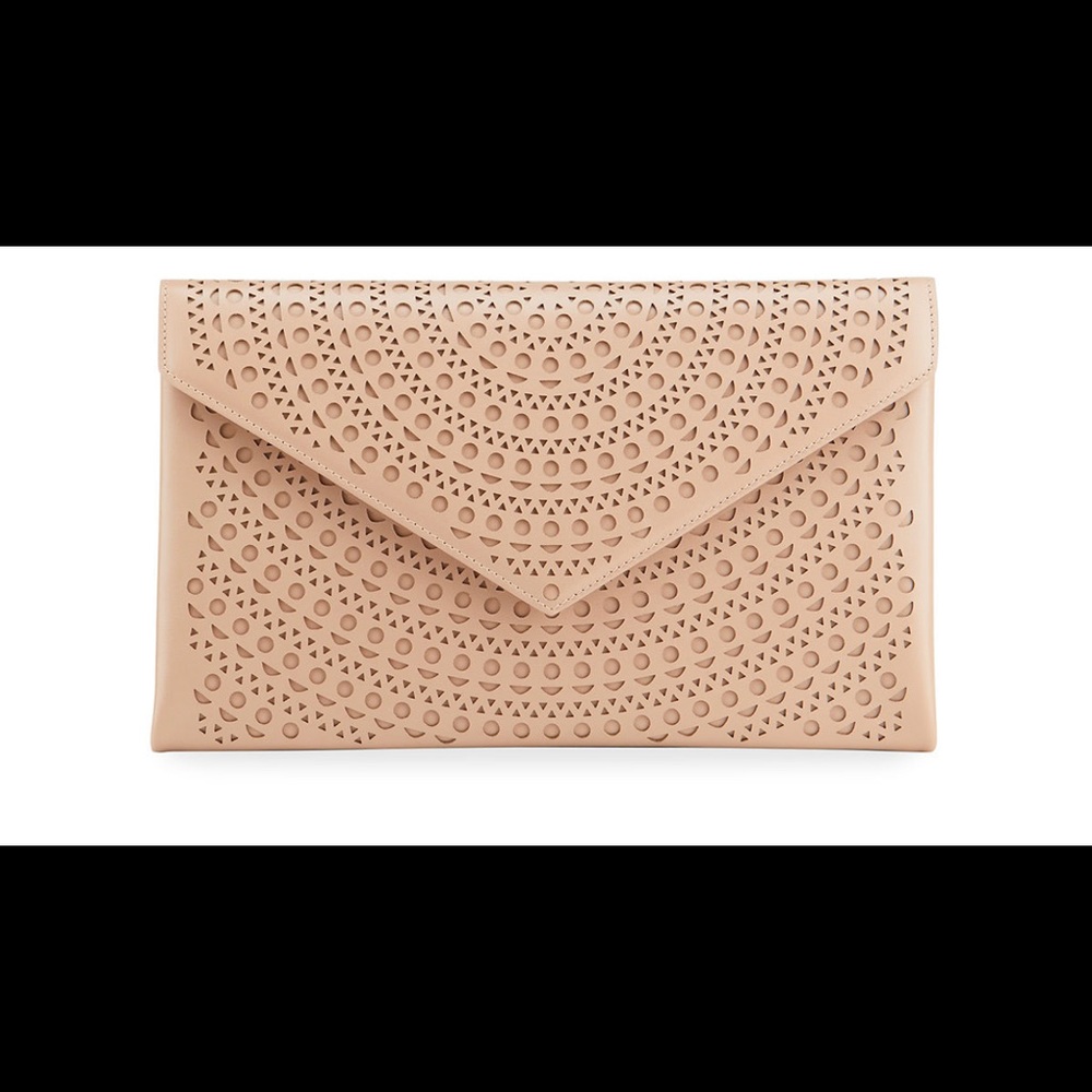 Authentic & NEW (w tags) ALAIA Oum Vienne Laser-Cut Envelop Clutch & Dust Cover
